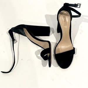 SCHUTZ Black Suede Sandals